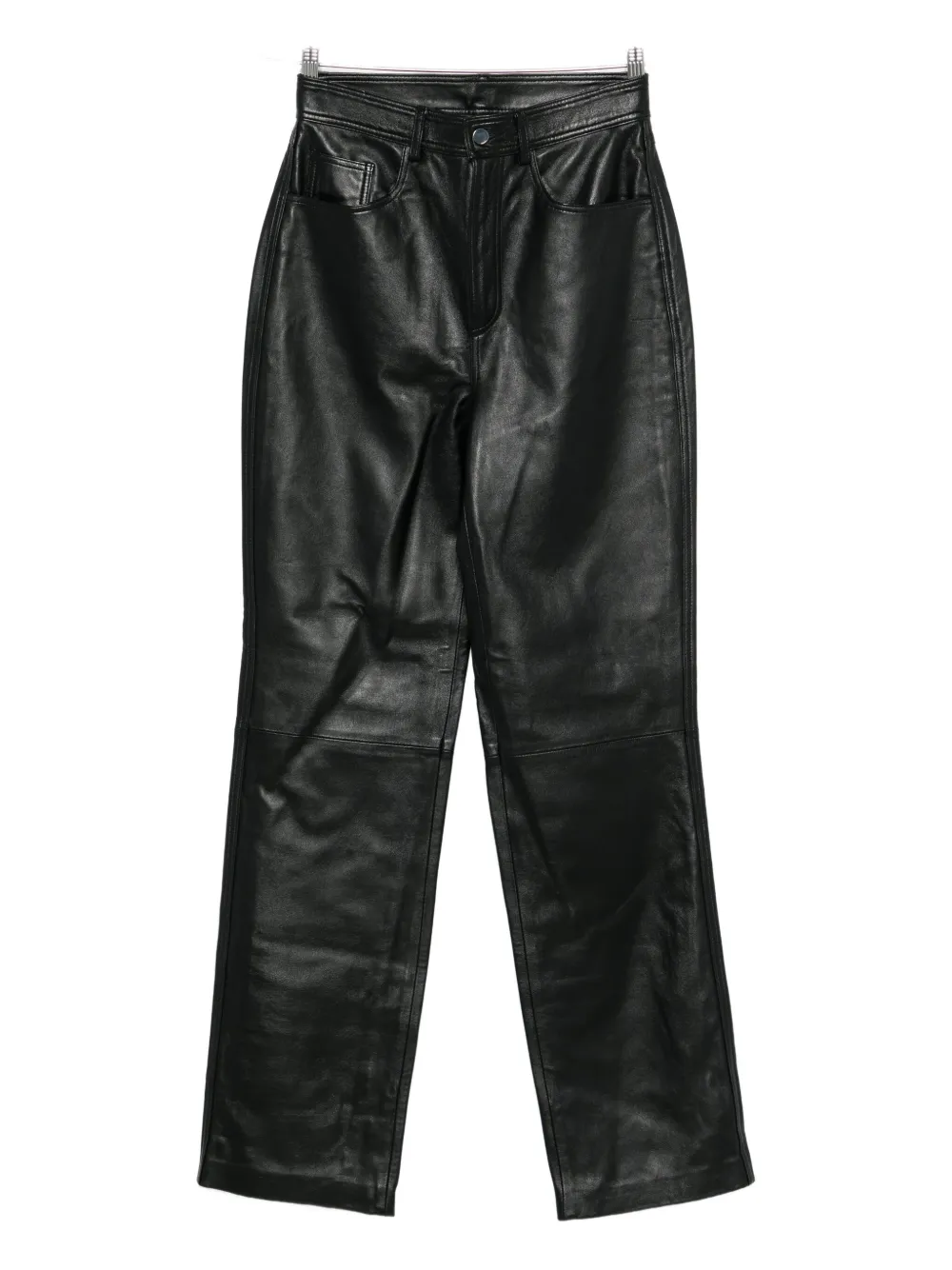 Medeea Straight-leg Leather Trousers In Black