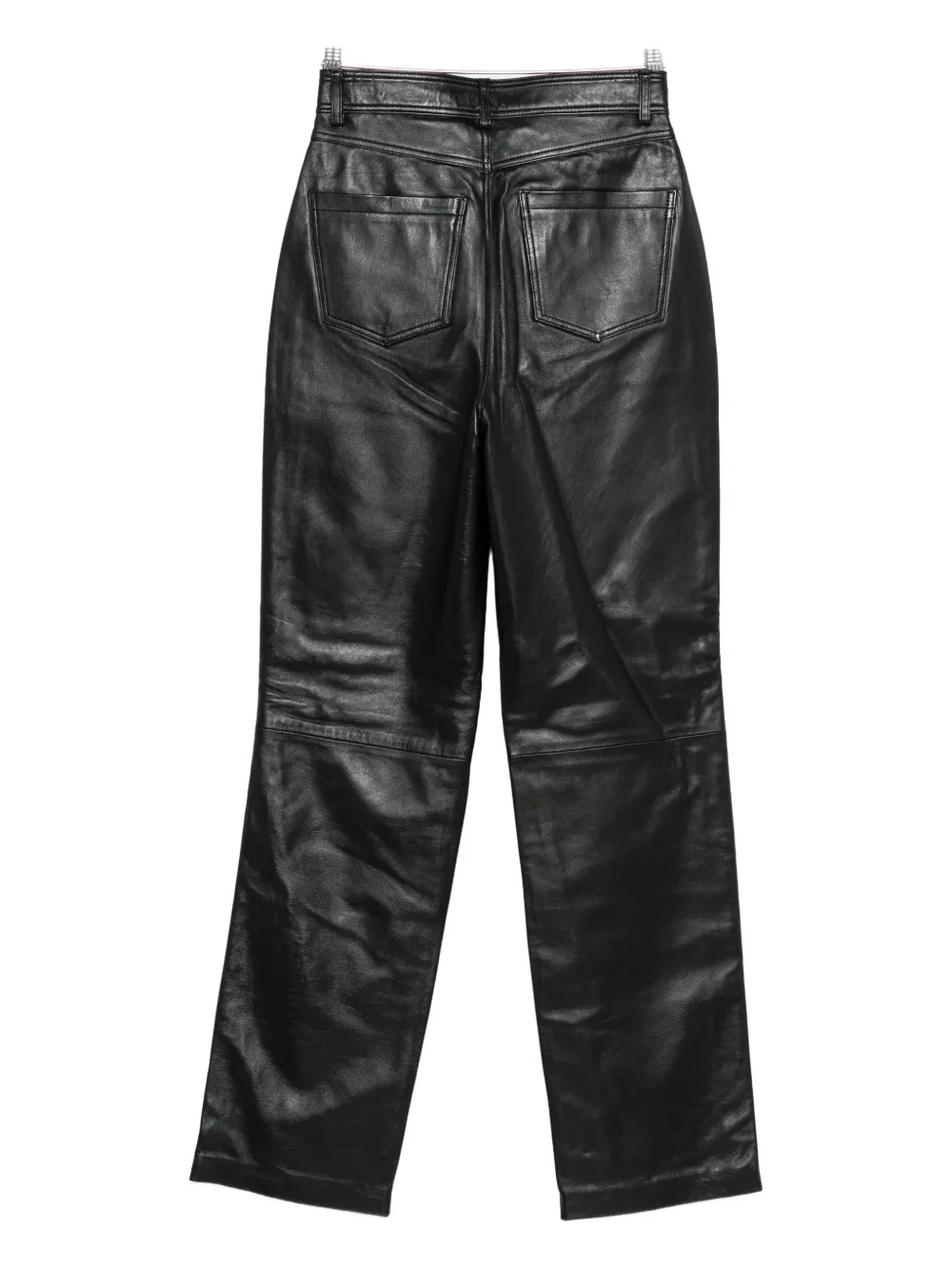 Medeea Straight-leg Leather Trousers In Black