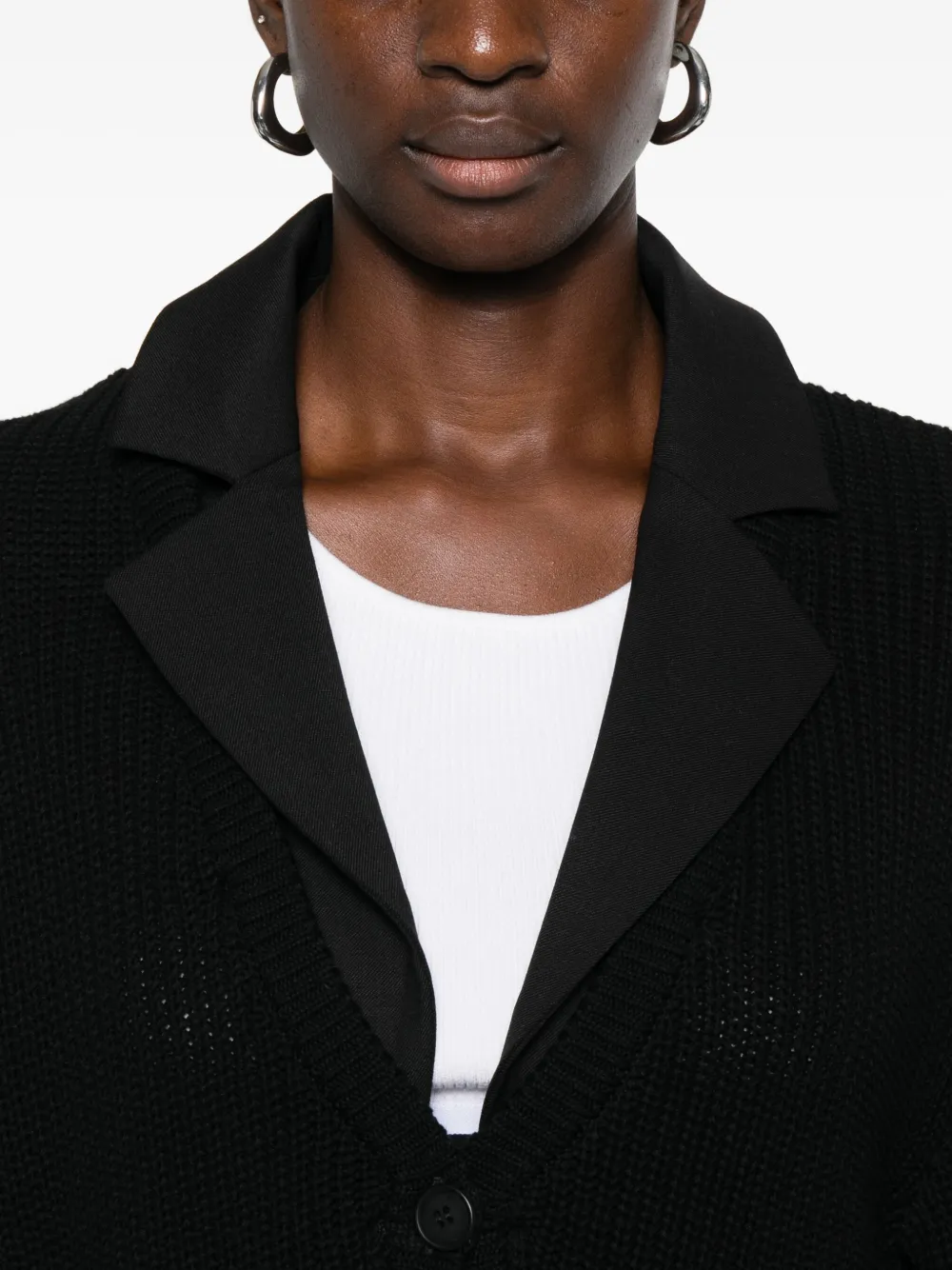 Medeea Notch-lapels Cardigan In Black
