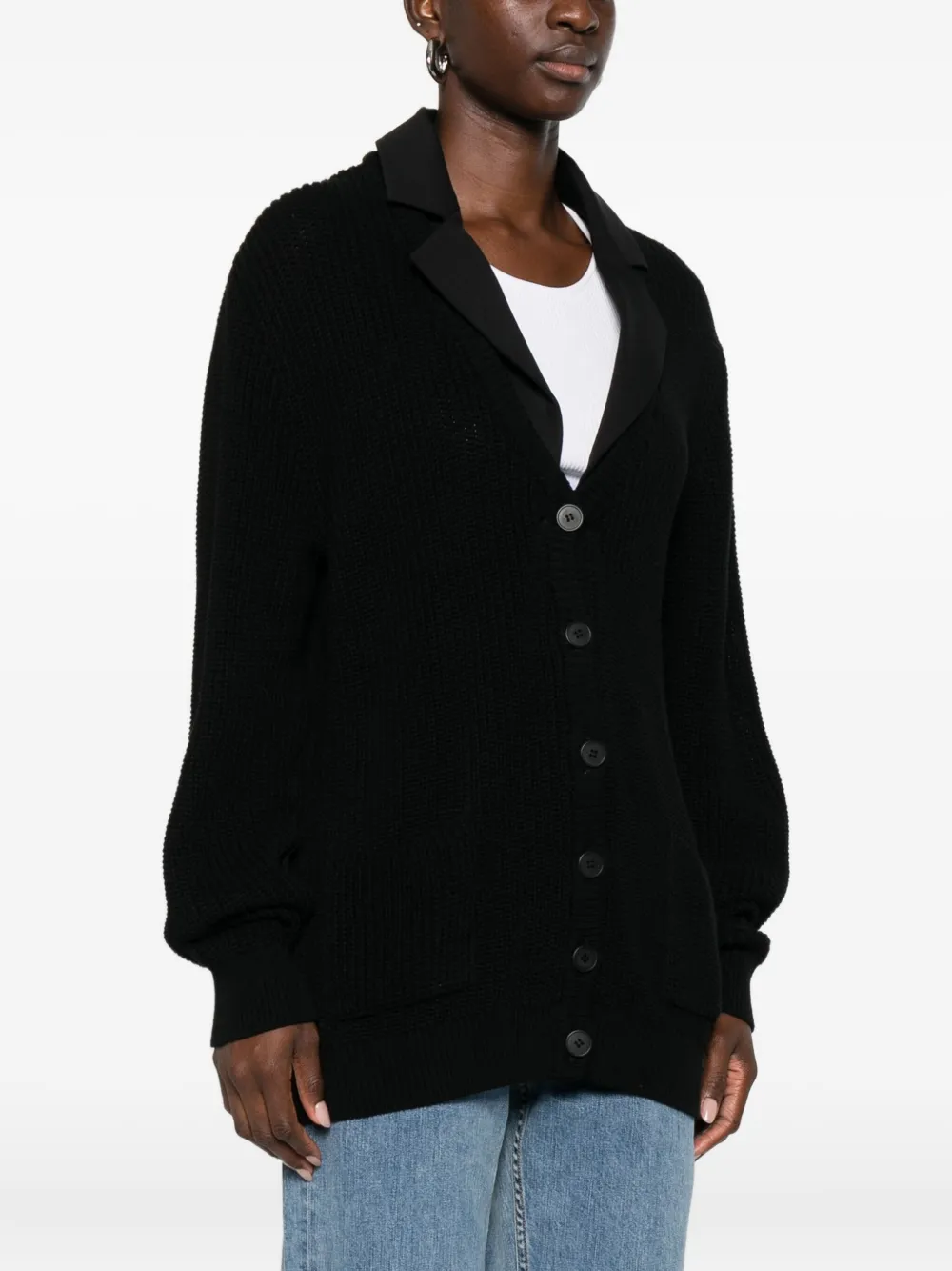 Medeea Notch-lapels Cardigan In Black
