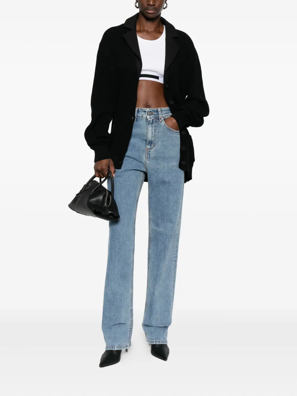 Medeea Notch-lapels Cardigan In Black