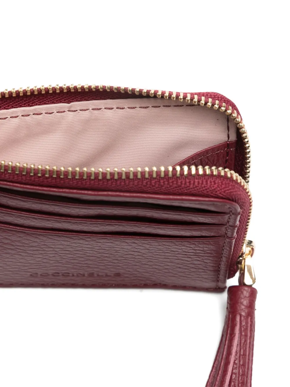 Coccinelle Leren portemonnee met rits en kwastje Rood