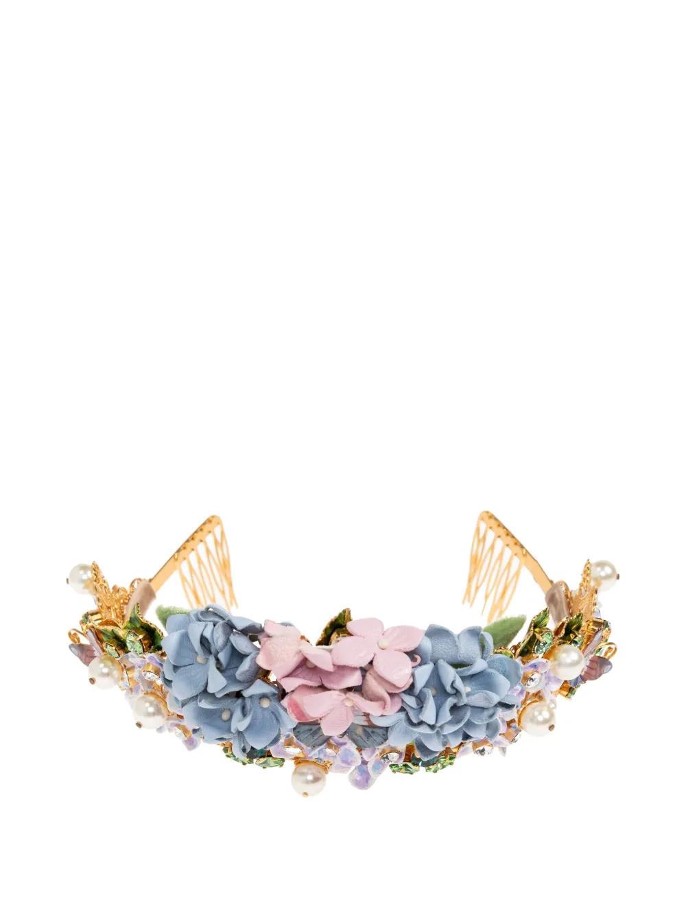 Dolce & Gabbana Floral-embellished Headband In Blue