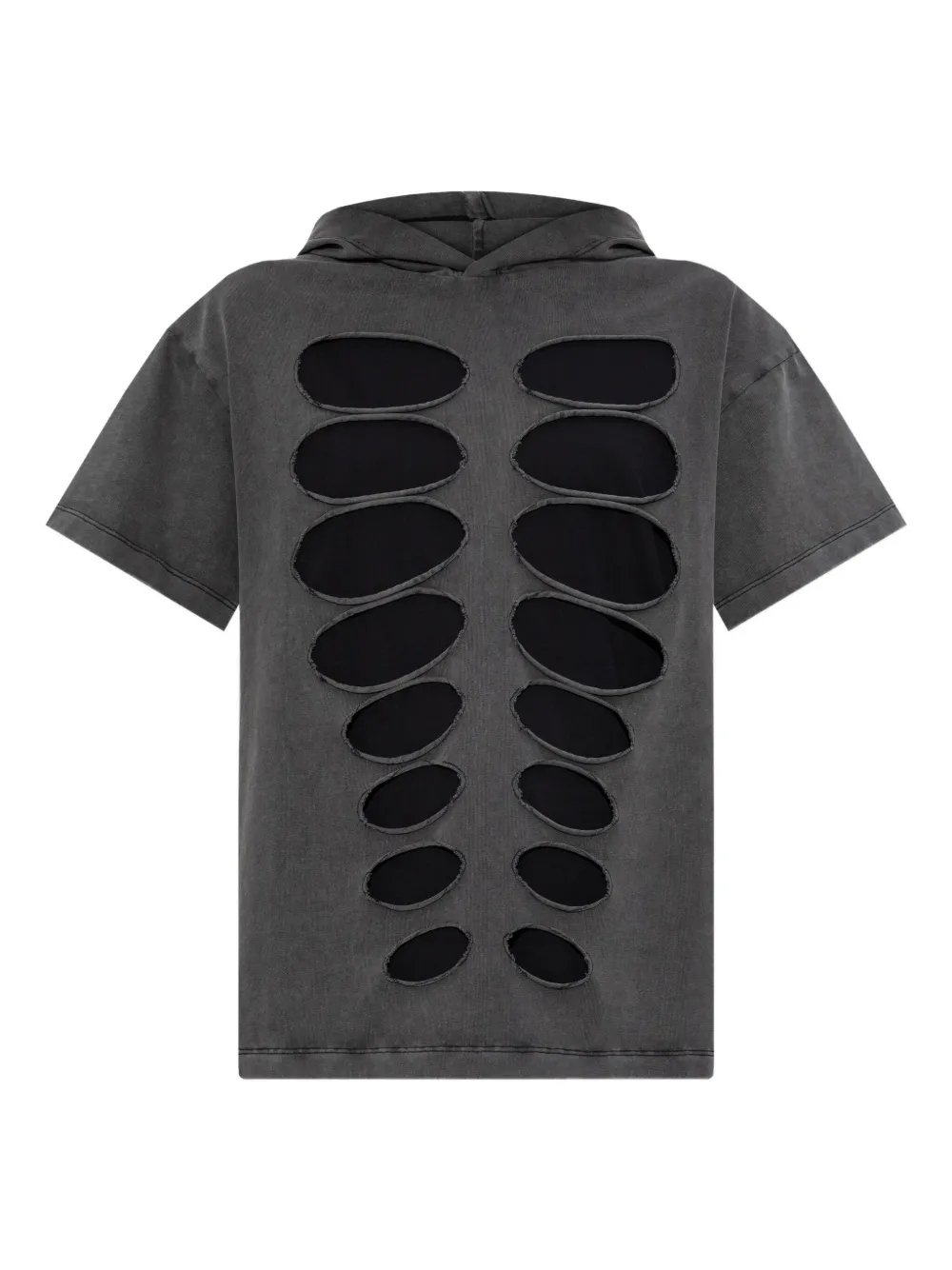 Avavav Cut-out Hooded T-shirt In Burgundy