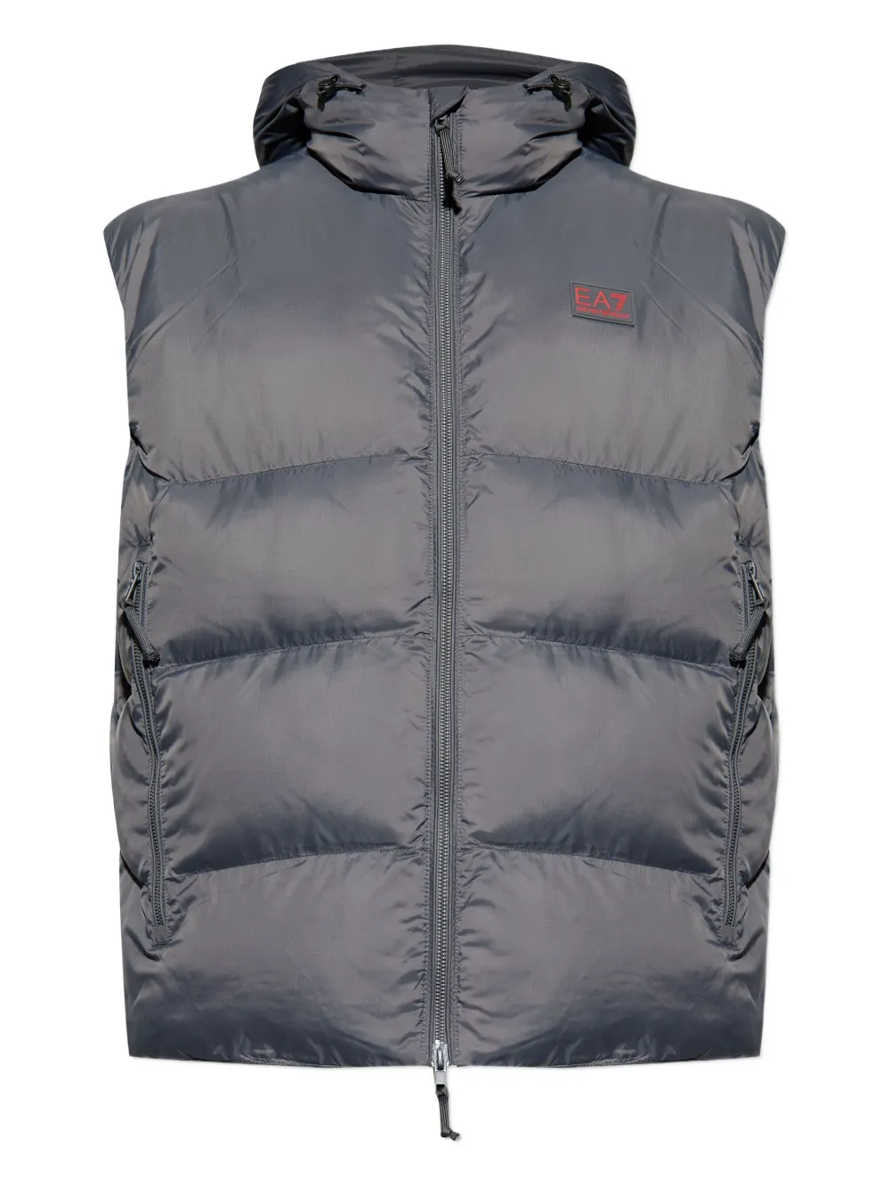 Ea7 Hooded Zip Gilet In Gray