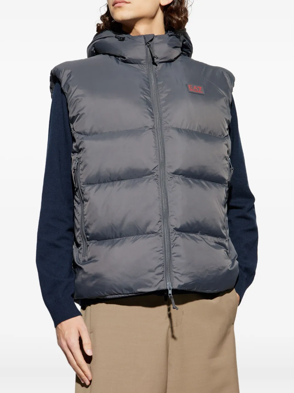 Ea7 Emporio Armani Gilet met capuchon en rits Grijs
