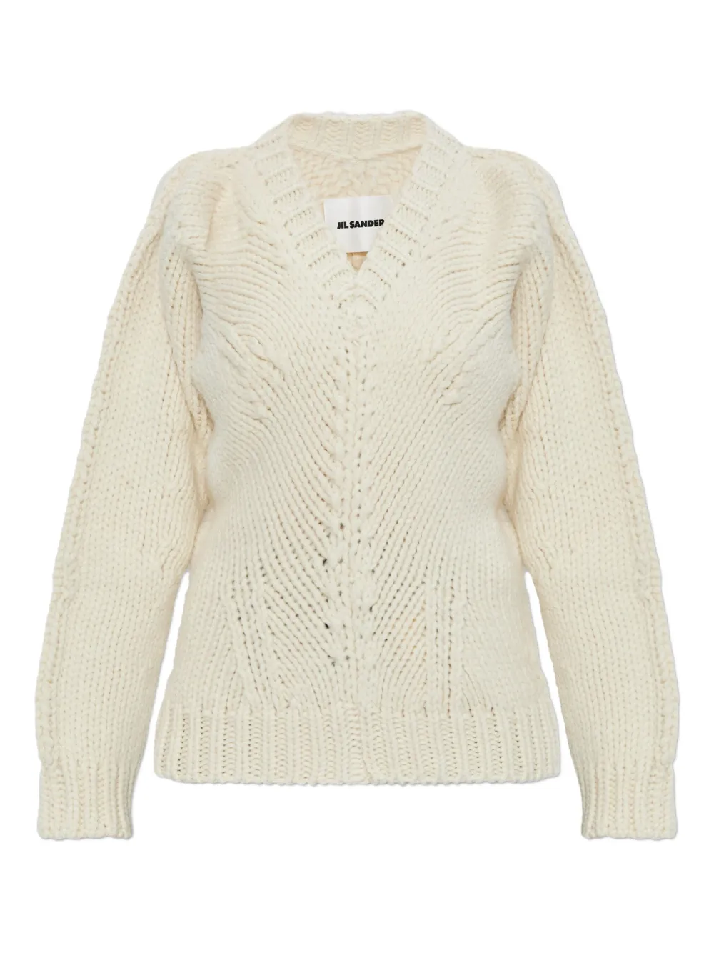 Jil Sander V-neck Wool Sweater In Neutral