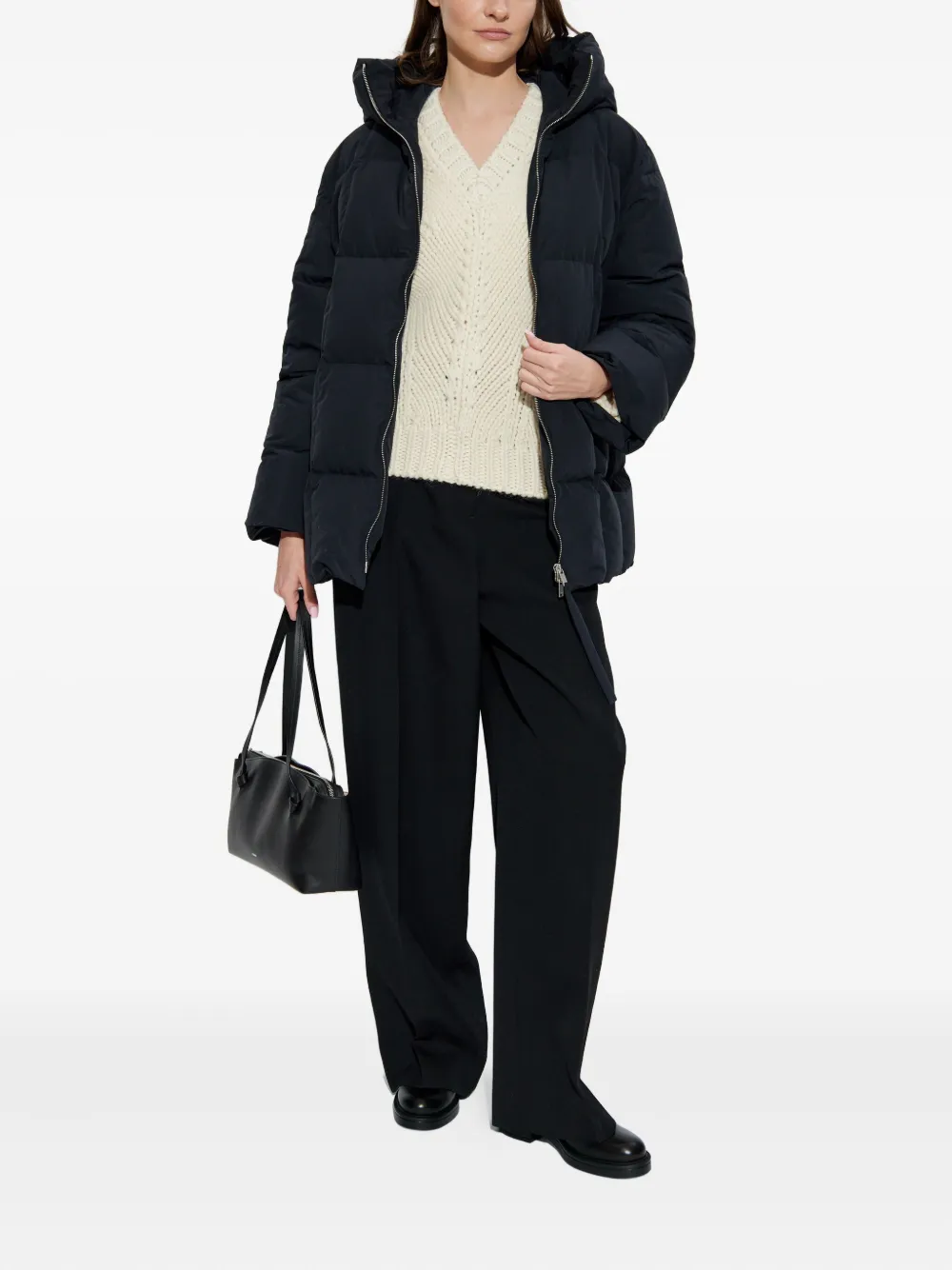 Jil Sander V-neck Wool Sweater In Neutral