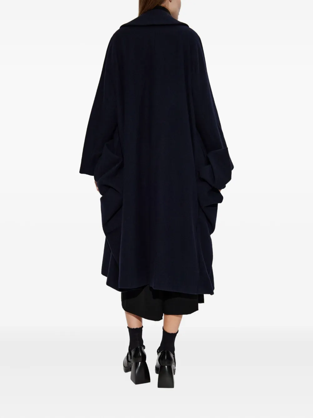 Comme Des Garçons Bow-detail Wool Coat In Blue