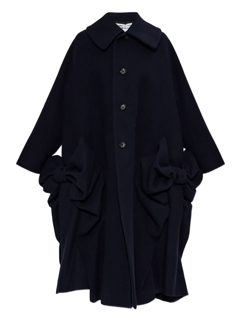 Comme Des Garçons Bow-detail Wool Coat In Blue