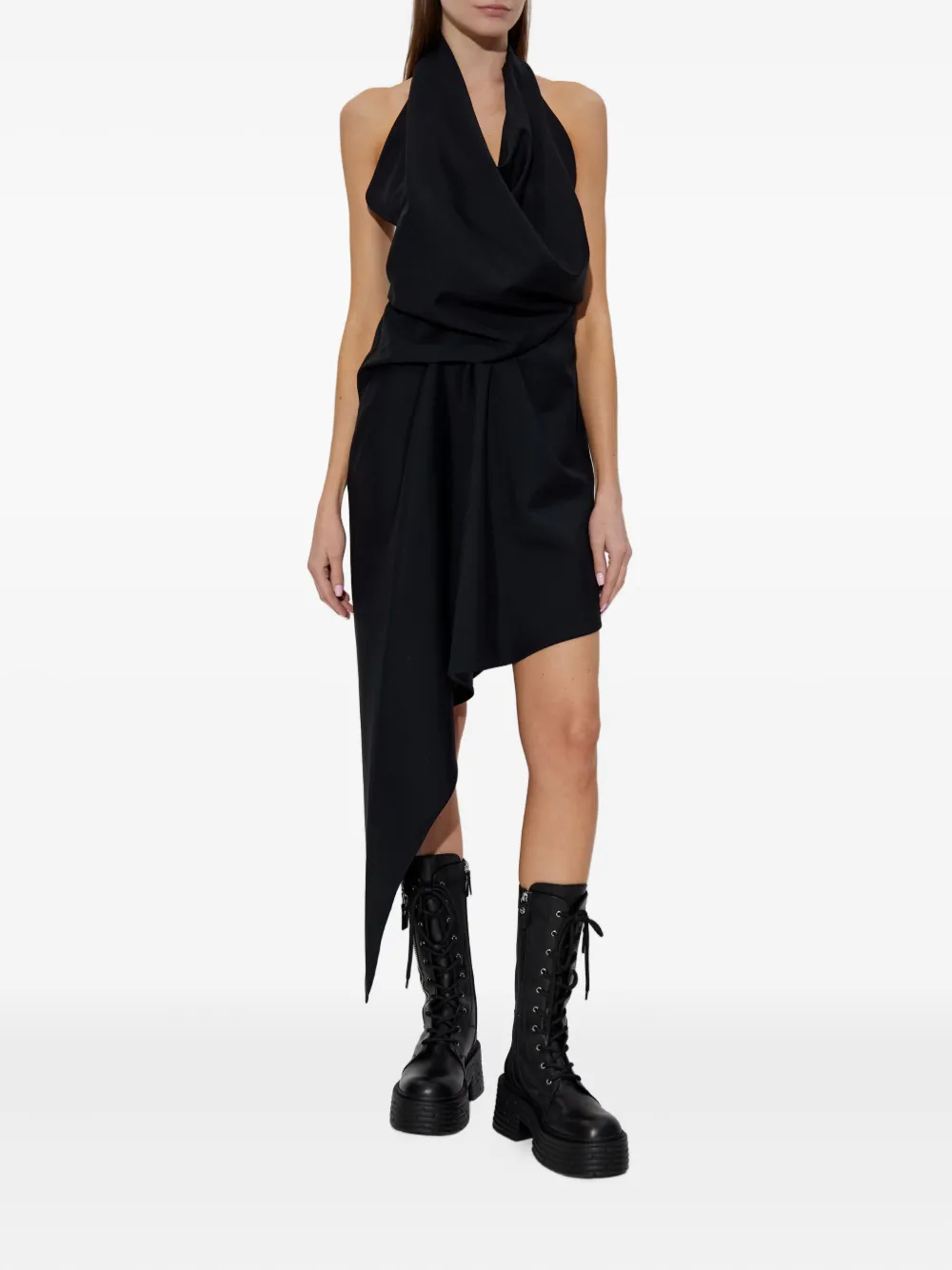 Alexander Wang Halterneck Asymmetric Mini Dress In Black