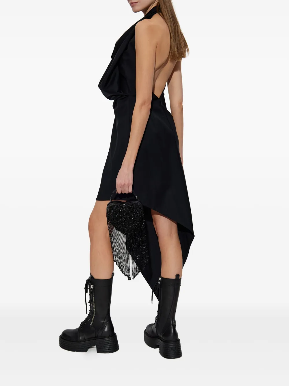 Alexander Wang Halterneck Asymmetric Mini Dress In Black