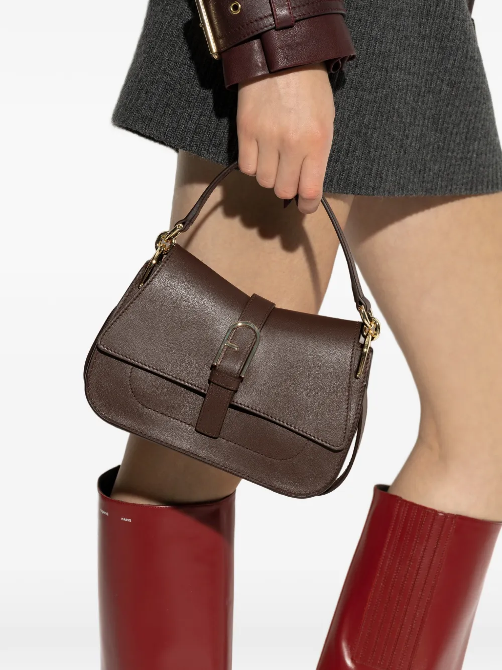 Furla Mini Flow Tote Bag In Brown