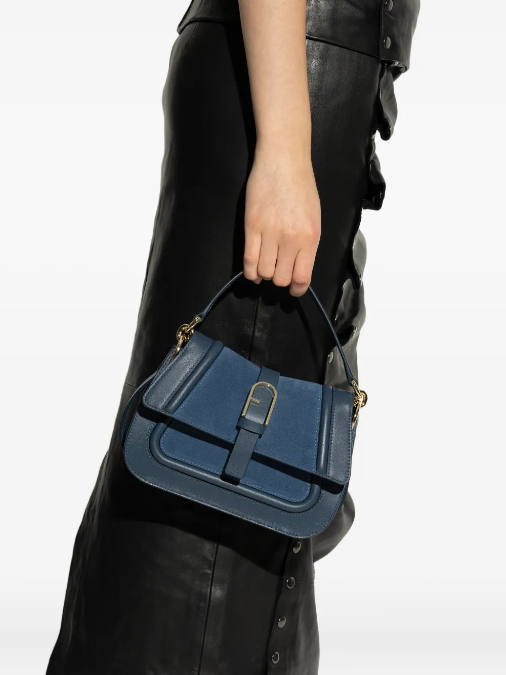 Furla Medium Flow Top-handle Satchel Bag In Blue
