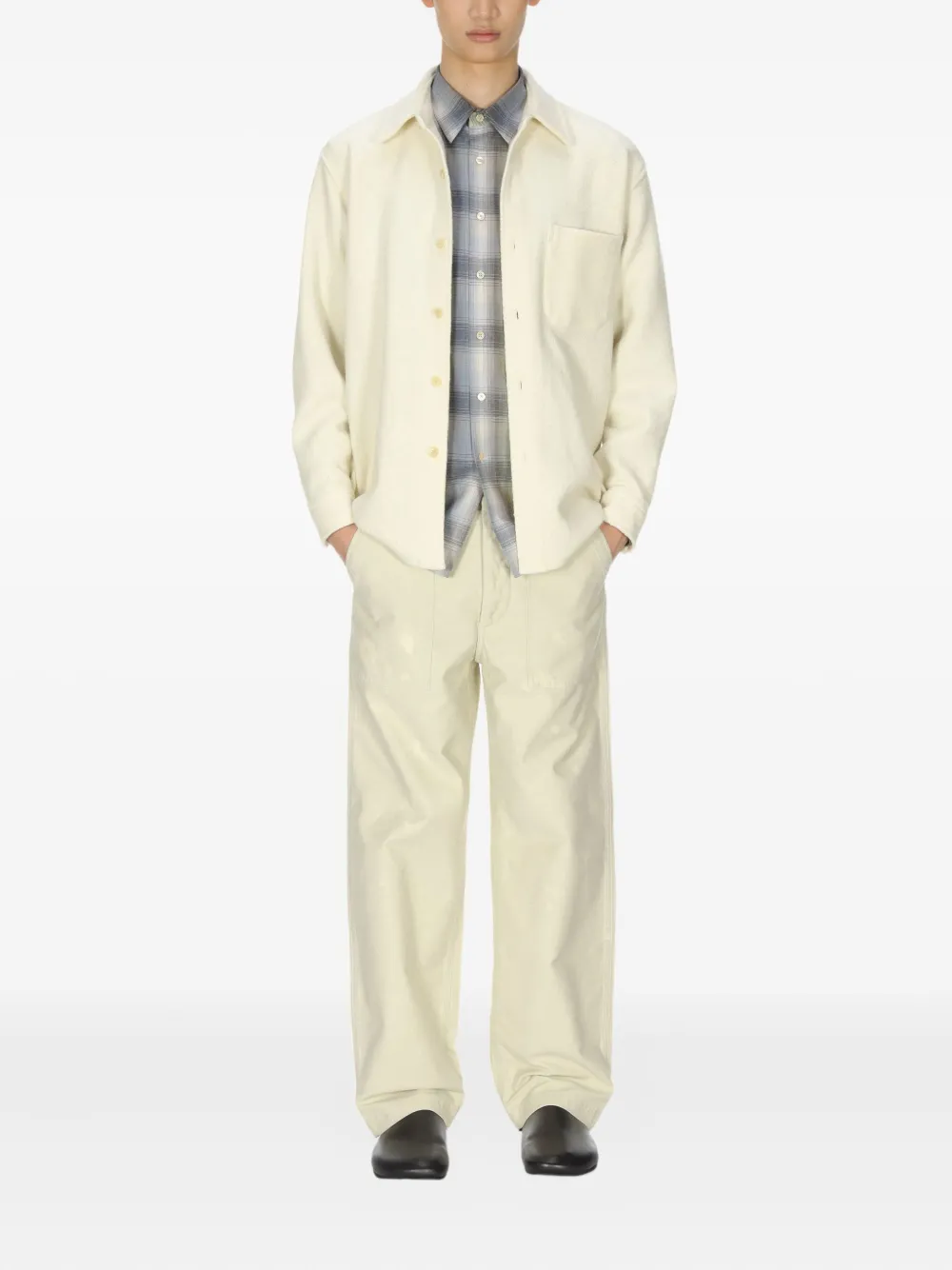 Auralee Baggy broek met wassing - Beige