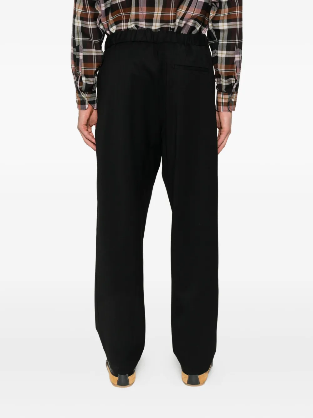 Seven Gauge Relaxed Wide-leg Trousers With Tapered Hem In Black