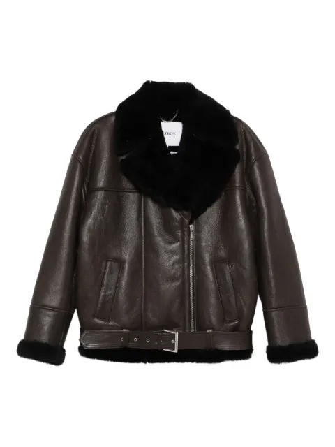 Halfboy shearling-collar leather jacket