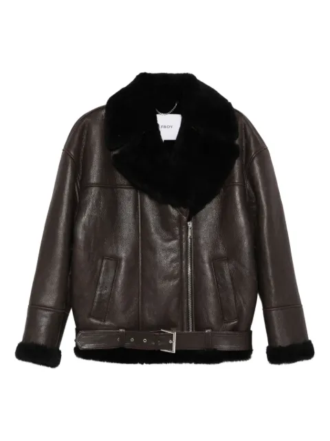 Halfboy shearling-collar leather jacket
