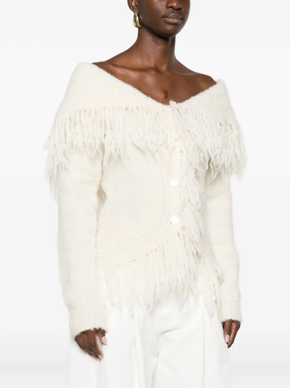 Cult Gaia Michelle Fringed Cardigan In Neutral
