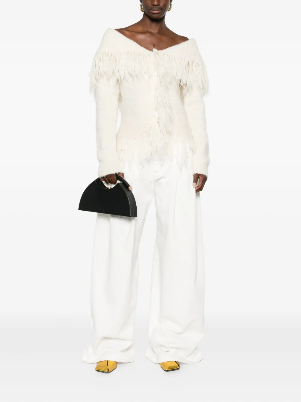 Cult Gaia Michelle Fringed Cardigan In Neutral