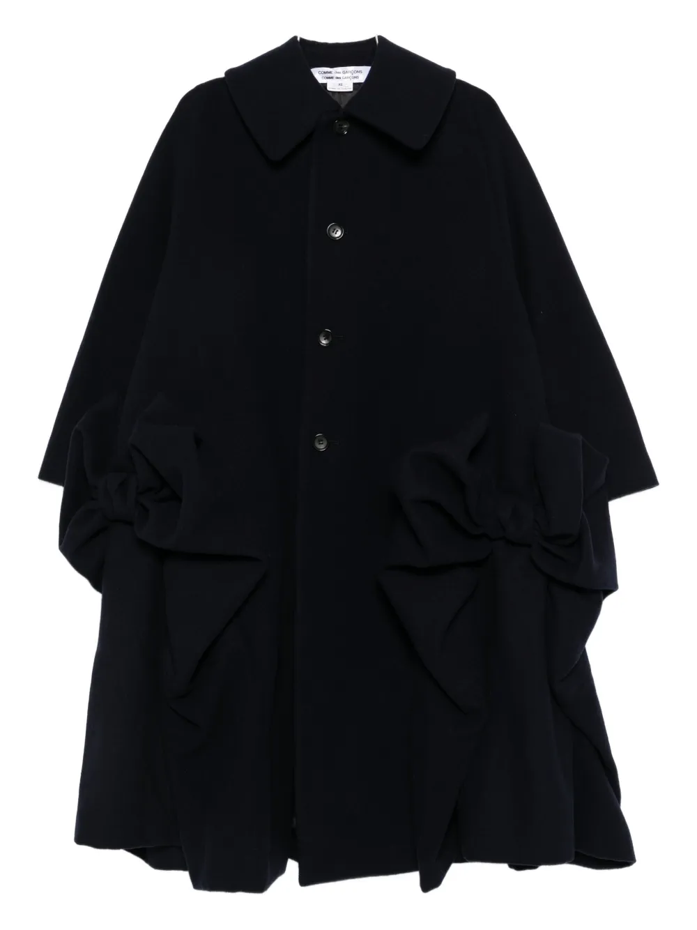 Comme Des Garçons Bow-embellished Coat In Blue