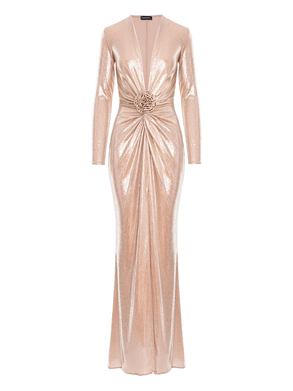 Roserry Mallorca Floral Maxi Dress In Metallic