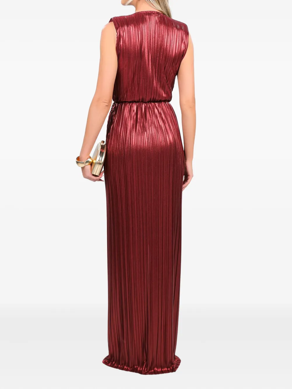 ROSERRY Verona geplooide maxi-jurk met bloem Rood