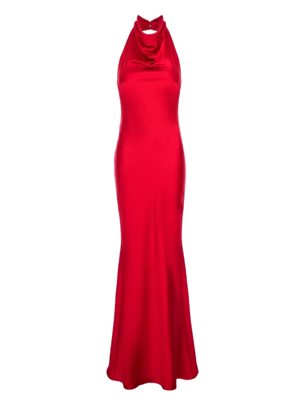 ROSERRY Capri Halterneck Maxi Dress | Red | FARFETCH