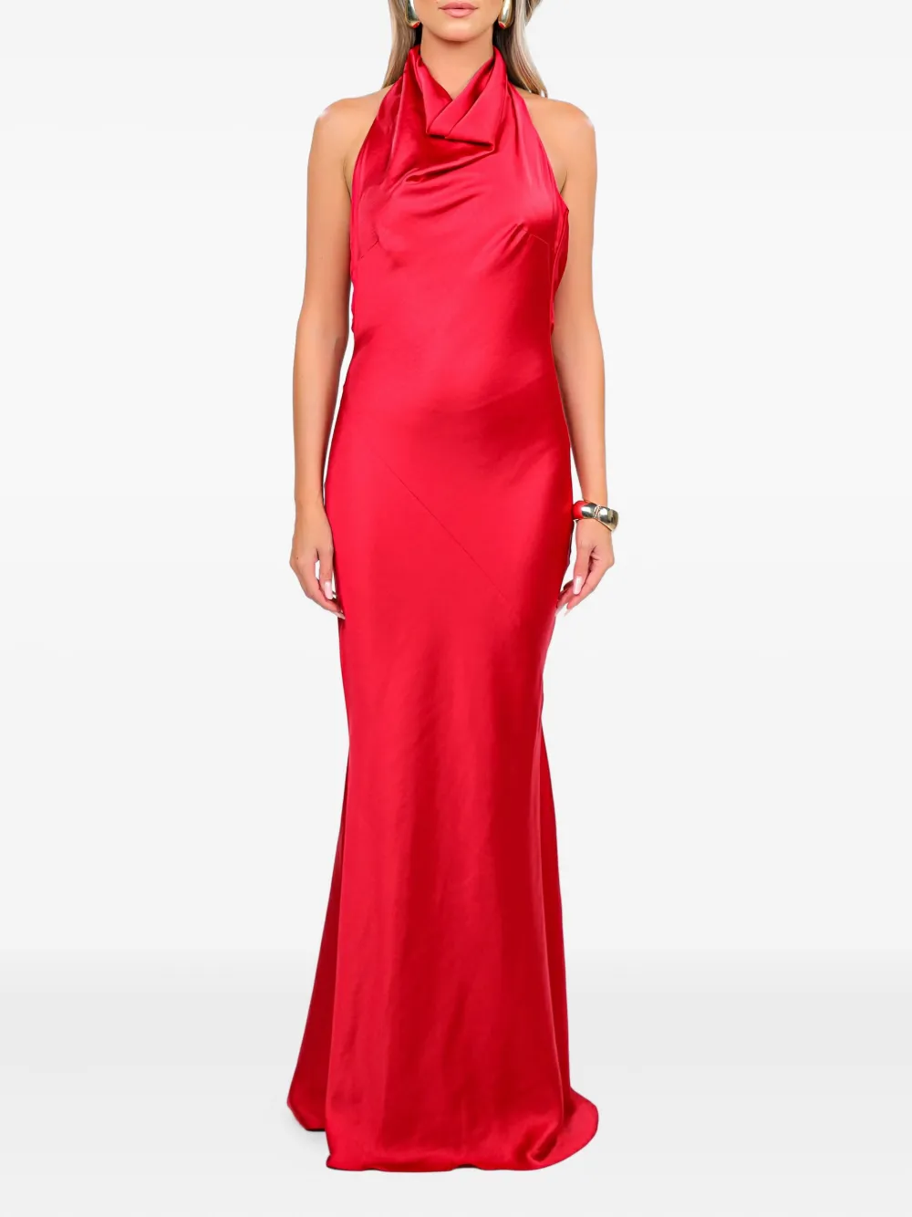 Roserry Capri Halterneck Maxi Dress In Red