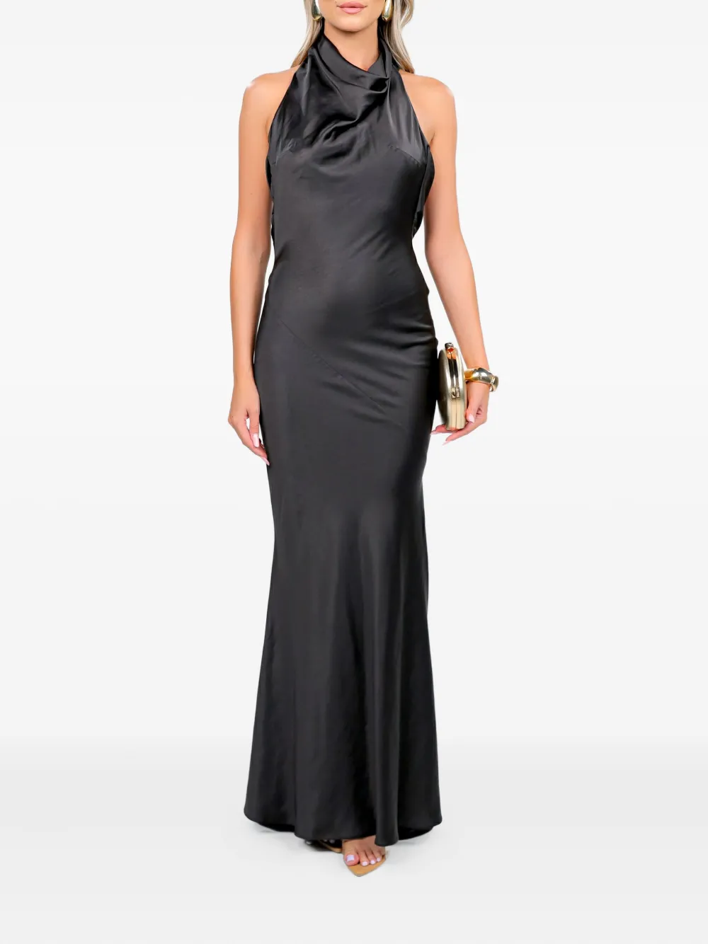Roserry Capri Halterneck Maxi Dress In Black