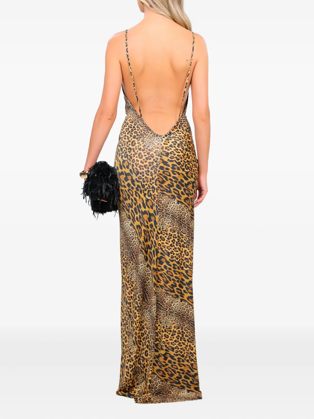 ROSERRY Margot maxi-jurk met col en print Beige