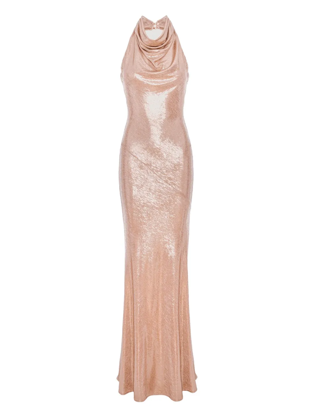 Roserry Capri Cowl-neck Maxi Dress In Gold