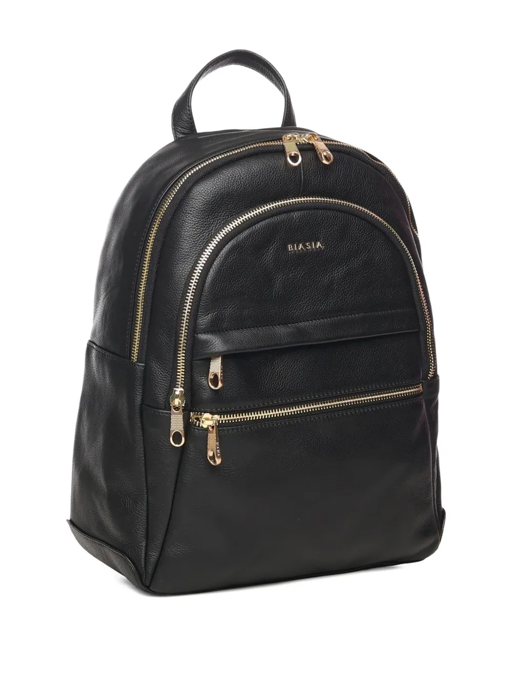 Biasia Leather Backpack With Logo In Black