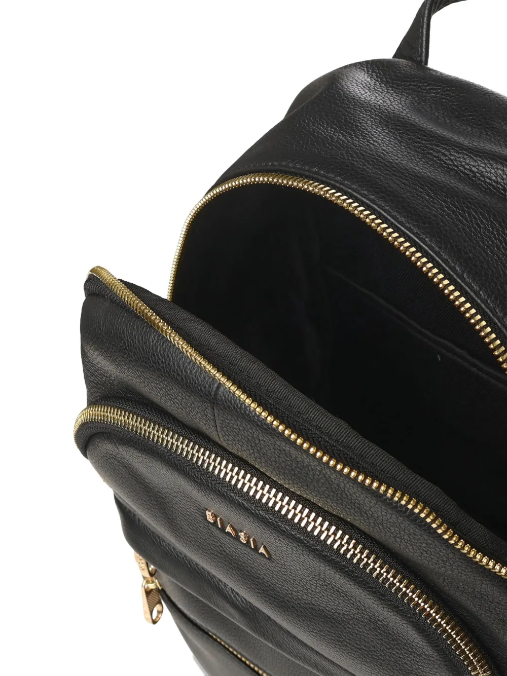 Biasia Leather Backpack With Logo In Black