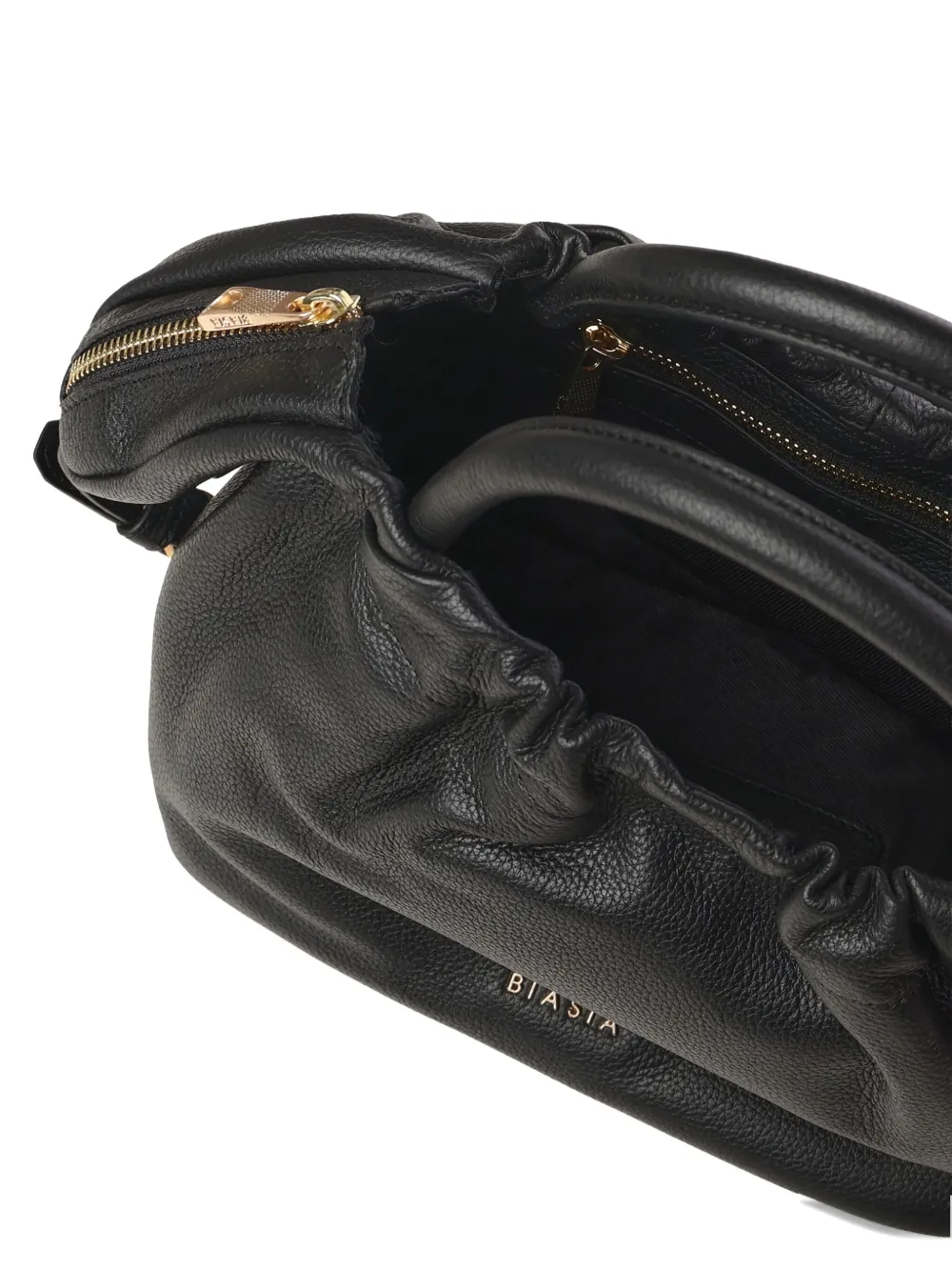 Biasia Leather Bag With Logo In Black