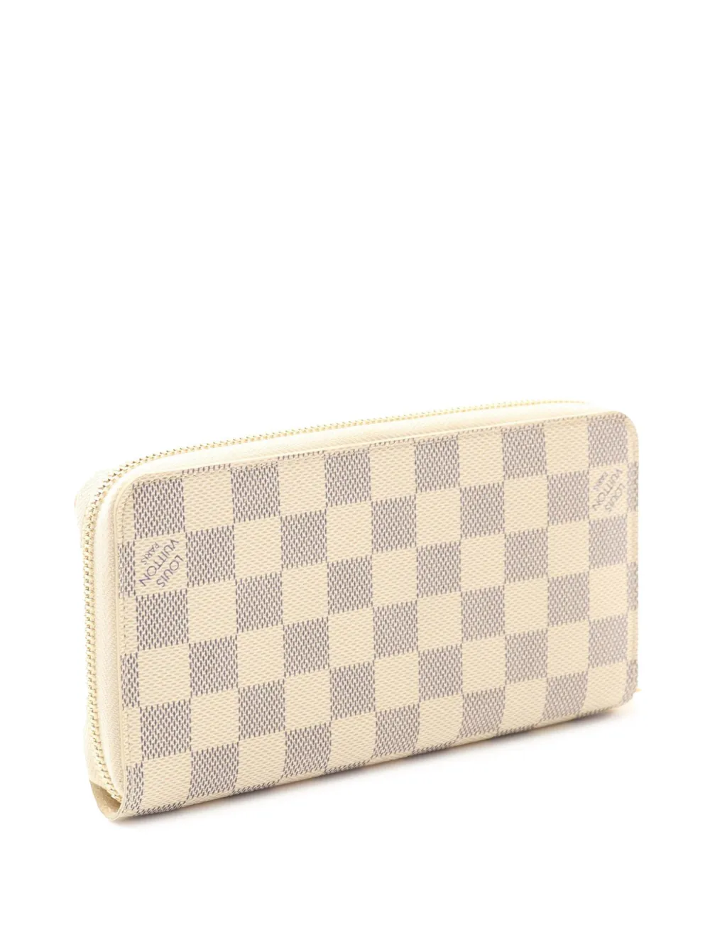 Pre-owned Louis Vuitton 2015 Damier Azur Zippy Wallet Long Wallets In White