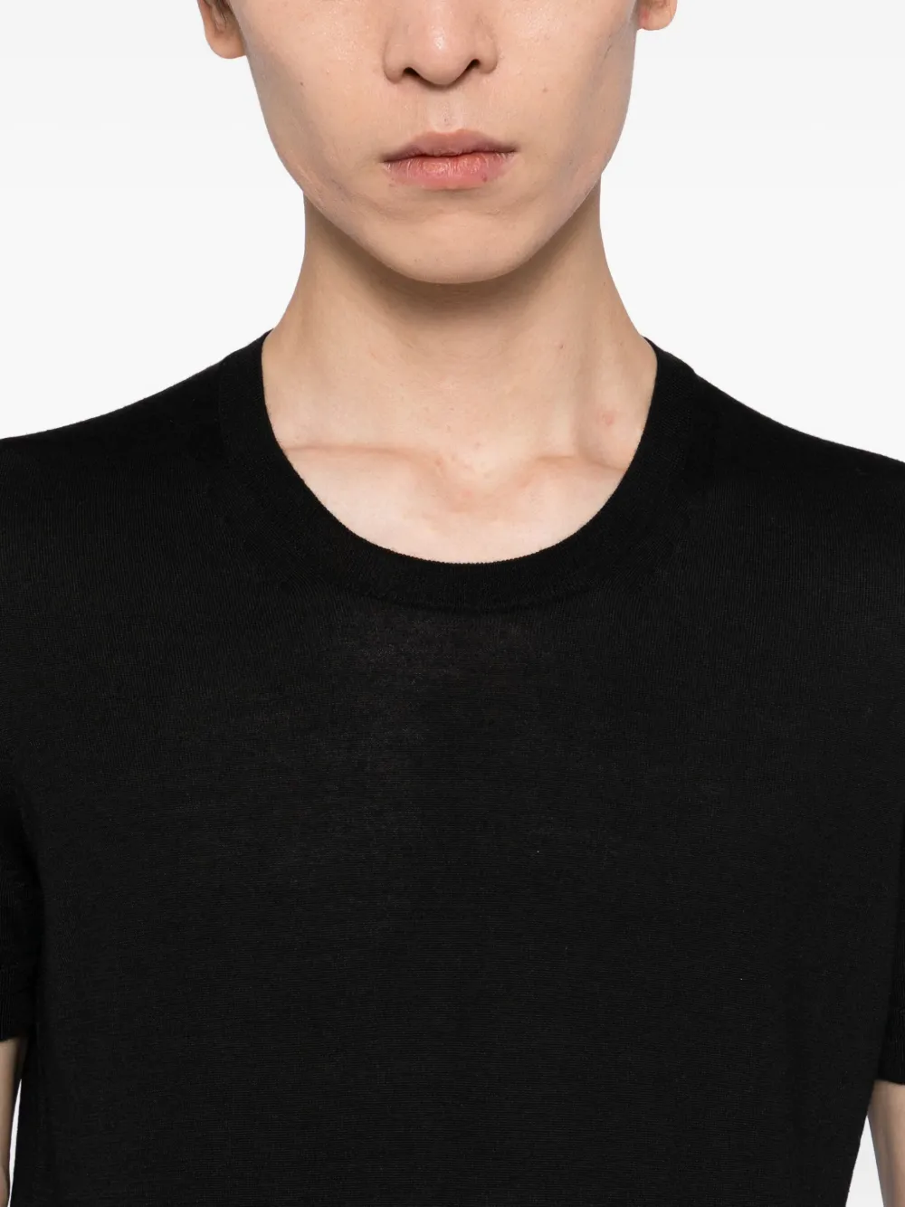 TOM FORD Gebreid T-shirt met V-hals Zwart