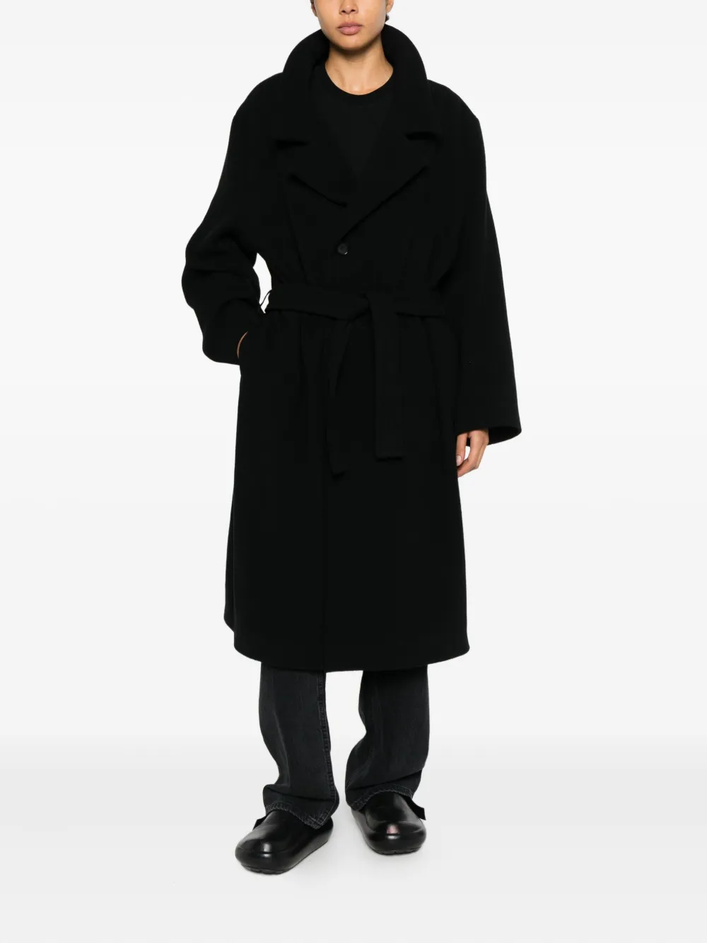 Nomen Nescio Belted Coat In Black