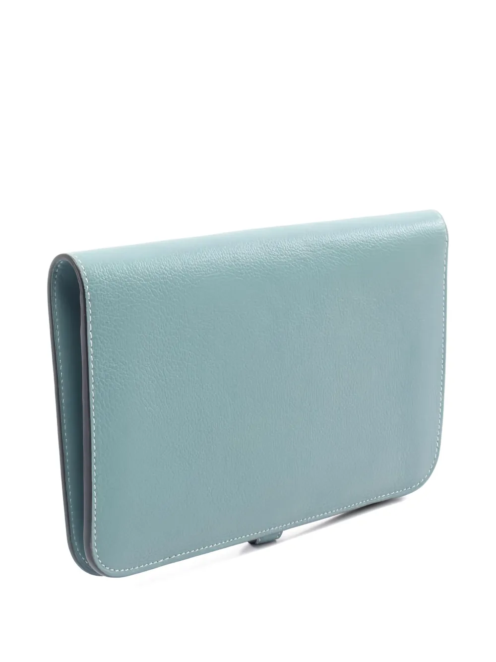 Pre-owned Hermes 2014 Dogon Gm Bi-fold Long Wallet In Blue