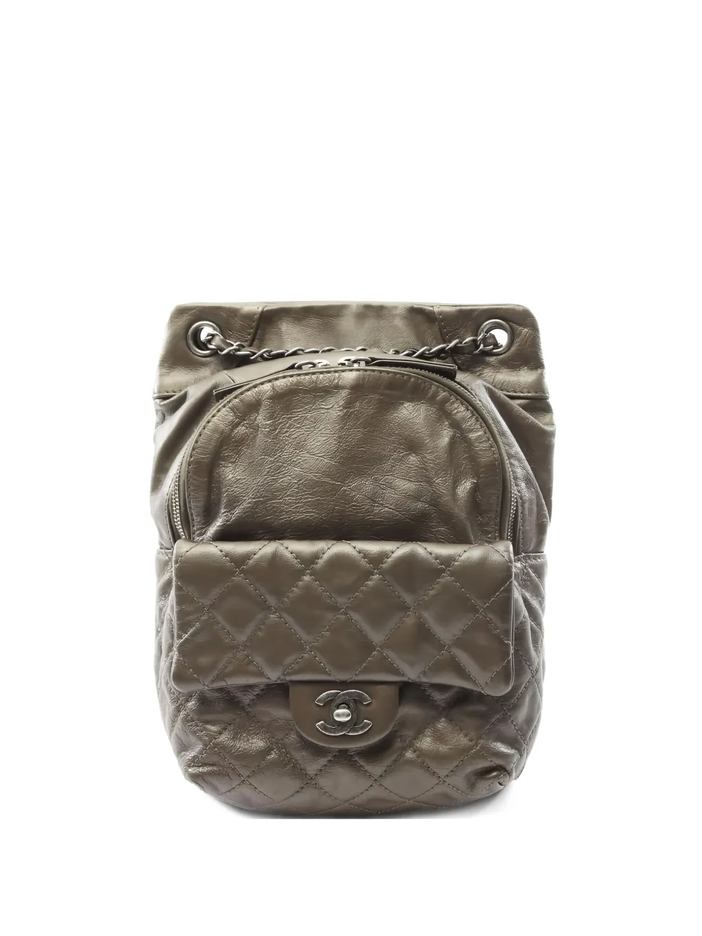 Pre-owned Chanel 2015-2016 Matelassê Leather Backpack In Brown