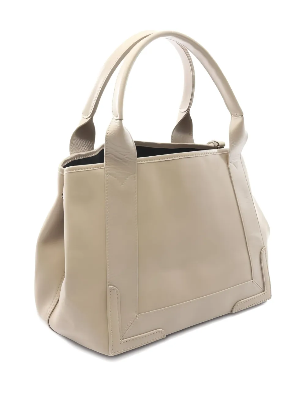 Pre-owned Balenciaga Small Cabas Leather Tote Bag In Neutral