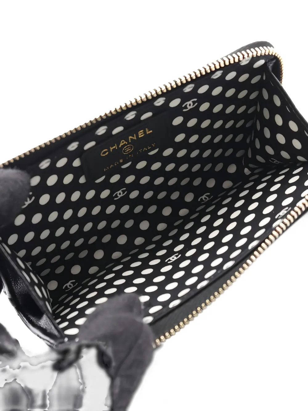 Pre-owned Chanel 2021s Matelassé Pearl-embellished Card Case In Black