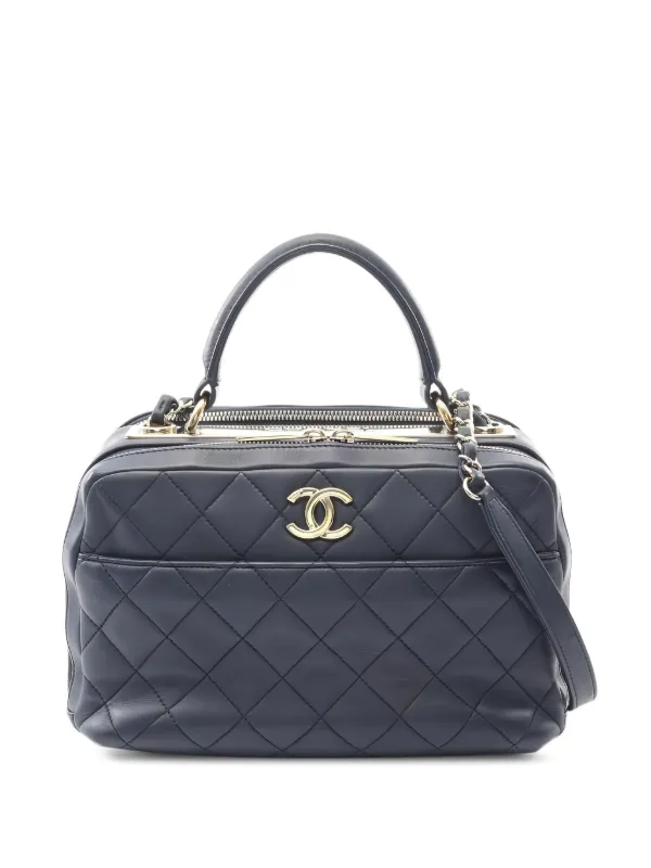 CHANEL Pre-Owned 2017-2018 Matelassé Bowling Tote Bag Blue