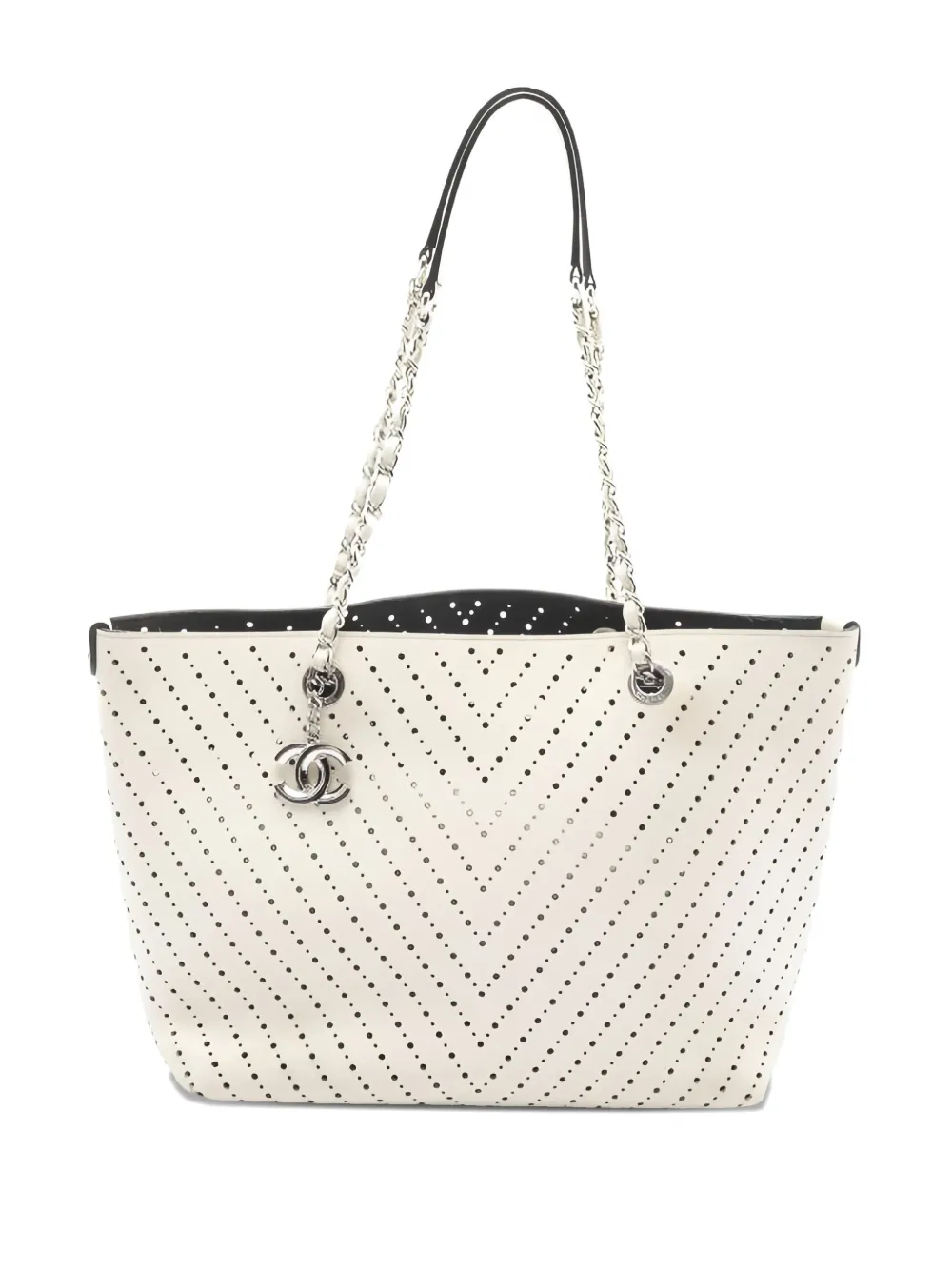 Pre-owned Chanel 2016-2017 Coco-mark Tote Bag In White