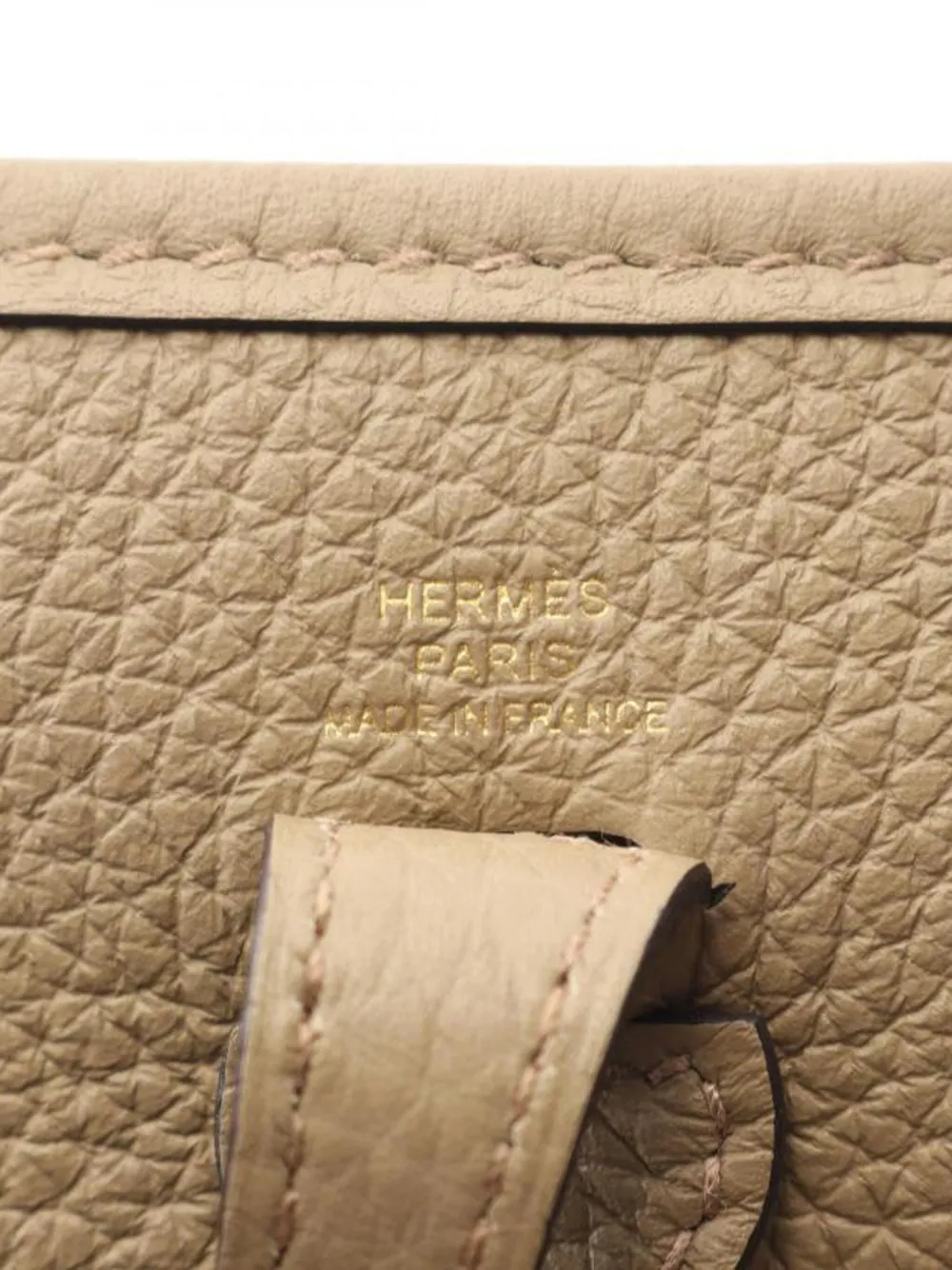 Pre-owned Hermes Evelyn Pm Perforated-h Leather Shoulder Bag In Neutral