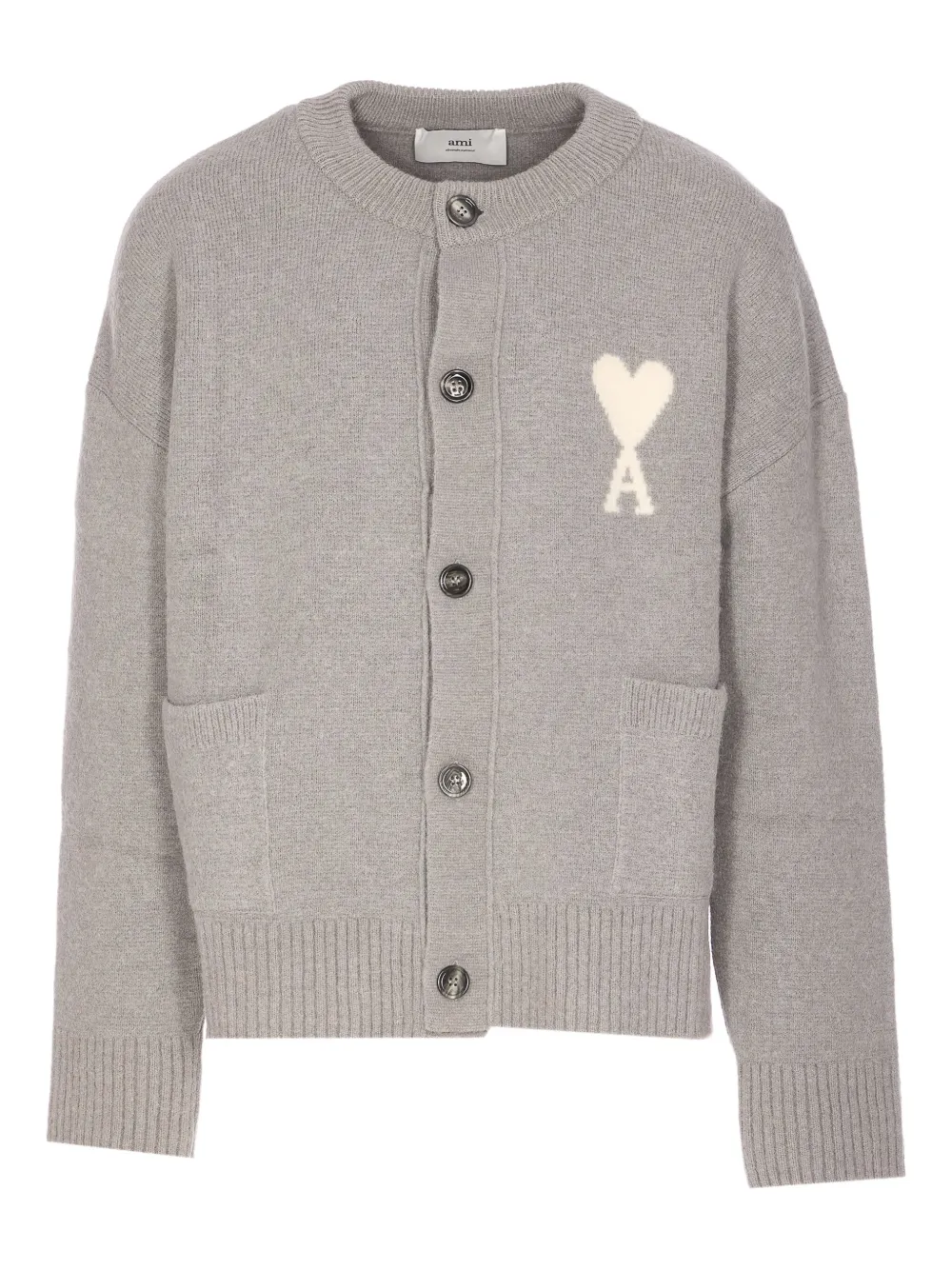AMI Paris embroidered logo button cardigan | Grey | Image 1