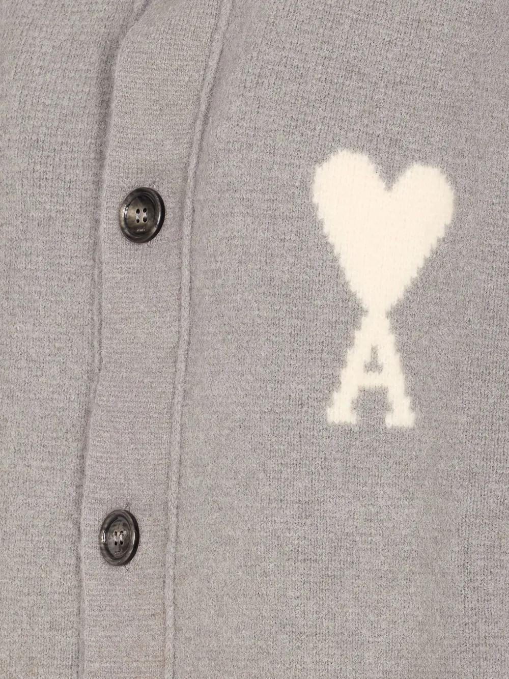 Ami Alexandre Mattiussi Oversized Crewneck Cardigan Front Pockets In Gray