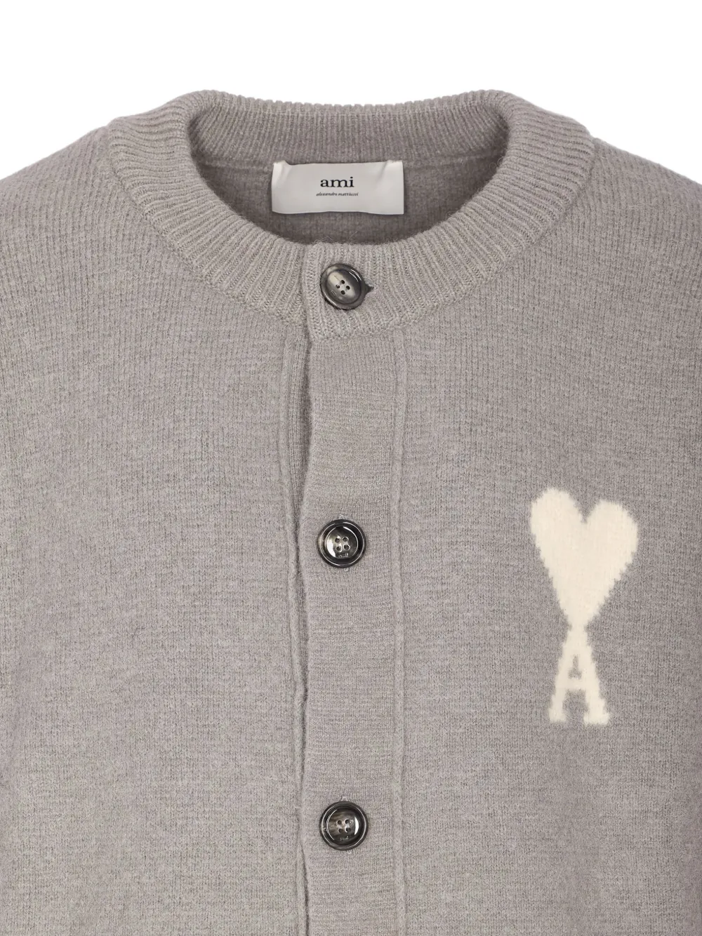 Ami Alexandre Mattiussi Oversized Crewneck Cardigan Front Pockets In Gray