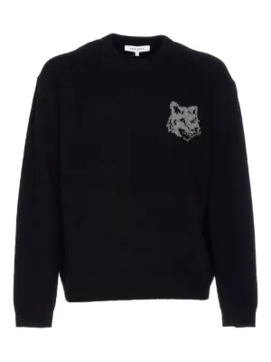 Maison Kitsuné Dressed Fox Embroidered Sweater | Black | FARFETCH