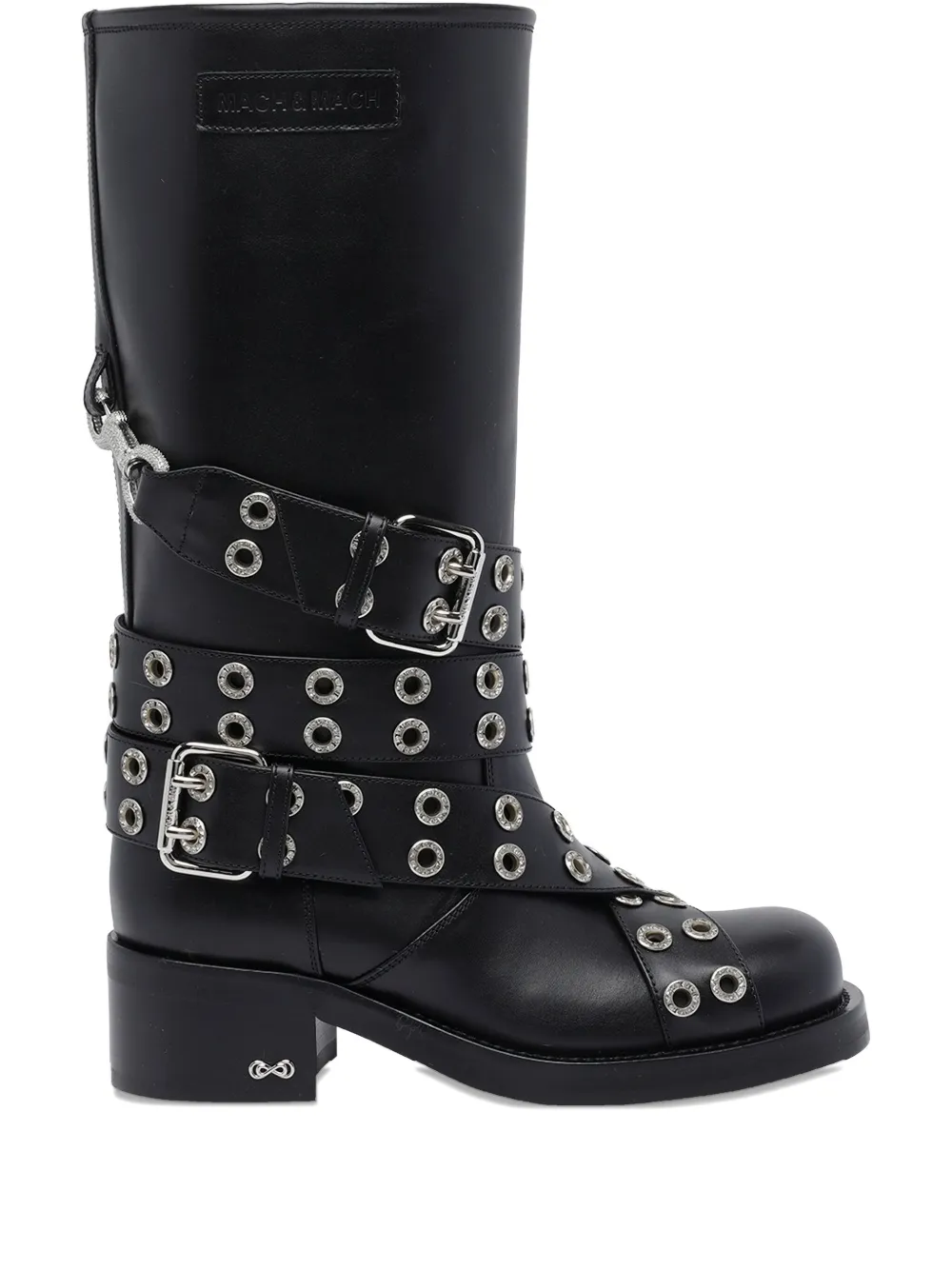 MACH & MACH 50mm buckle belt biker boots | Black | Image 1
